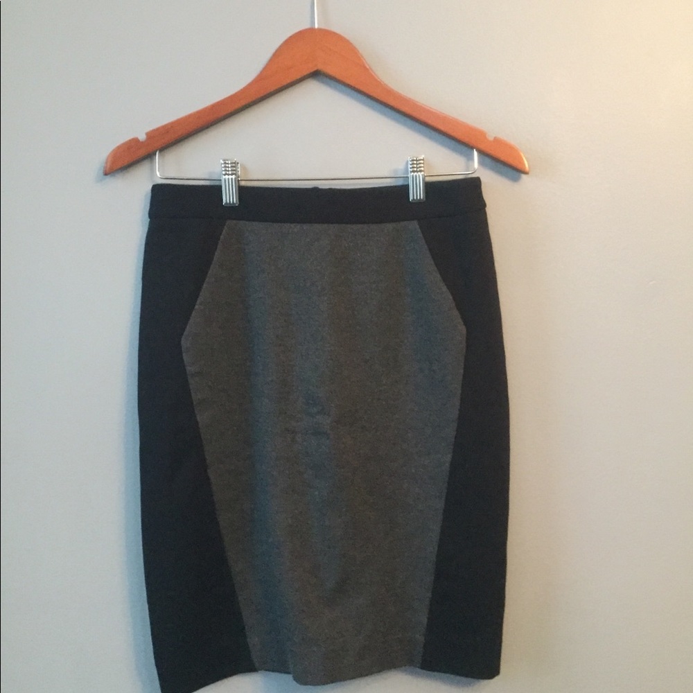 Gray & black Loft pencil skirt